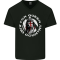 St Georges Day For Queen & Country England Mens V-Neck Cotton T-Shirt Black
