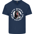 St Georges Day For Queen & Country England Mens V-Neck Cotton T-Shirt Navy Blue