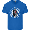 St Georges Day For Queen & Country England Mens V-Neck Cotton T-Shirt Royal Blue