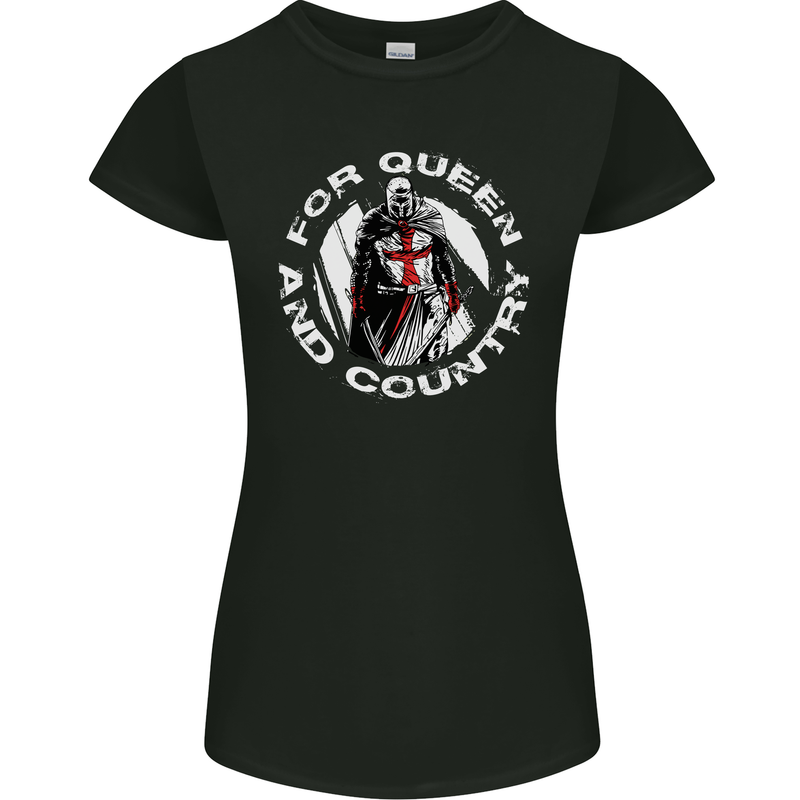 St Georges Day For Queen & Country England Womens Petite Cut T-Shirt Black