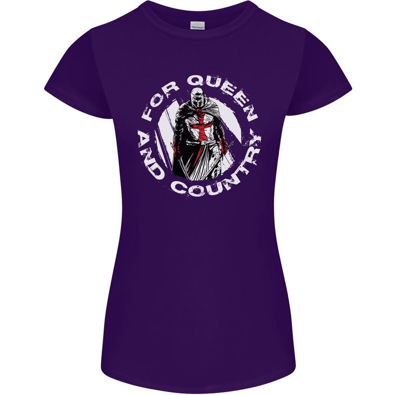 St Georges Day For Queen & Country England Womens Petite Cut T-Shirt Purple