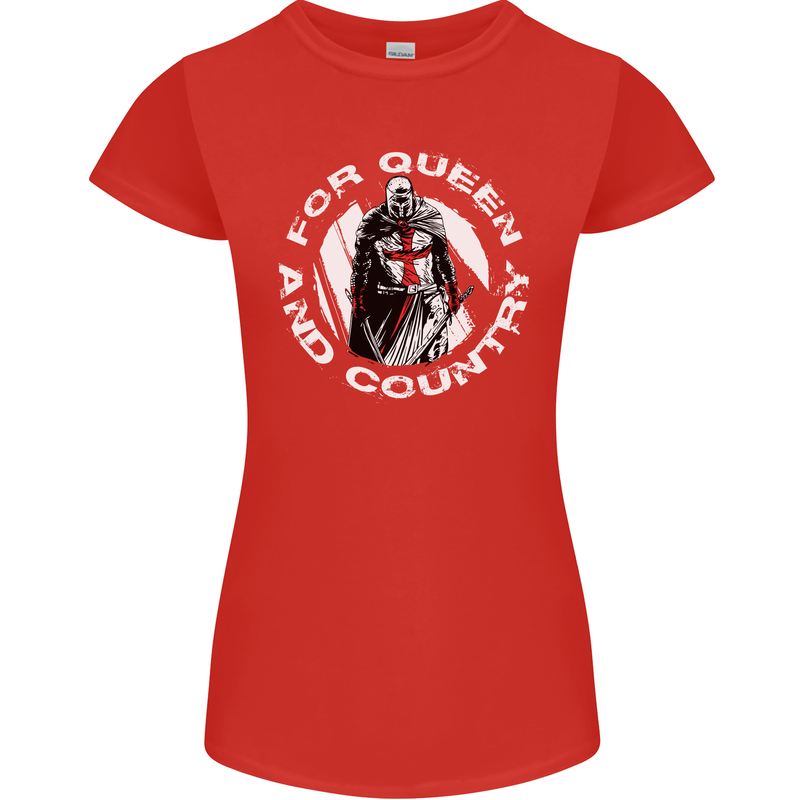 St Georges Day For Queen & Country England Womens Petite Cut T-Shirt Red