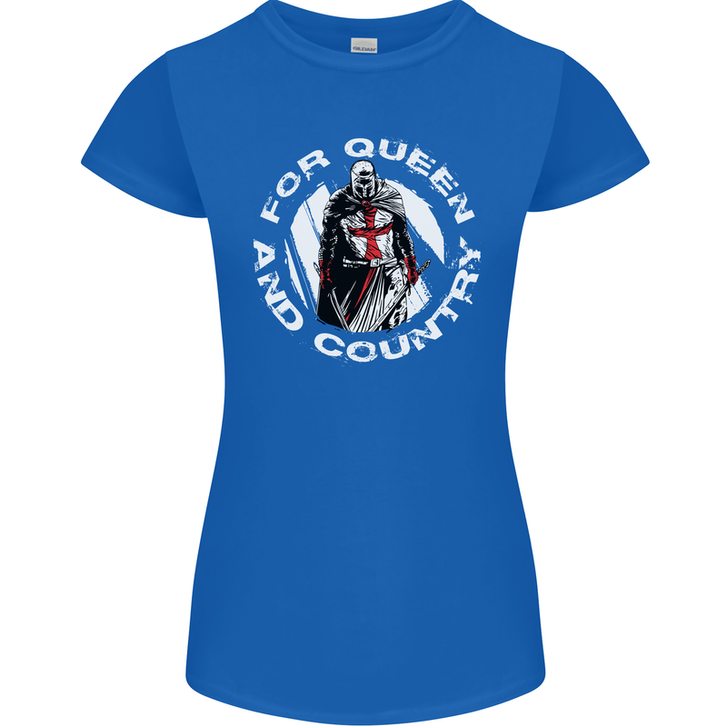 St Georges Day For Queen & Country England Womens Petite Cut T-Shirt Royal Blue