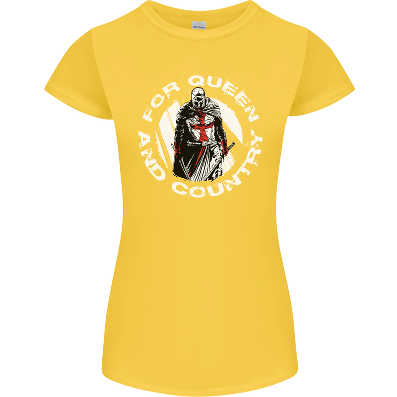 St Georges Day For Queen & Country England Womens Petite Cut T-Shirt Yellow