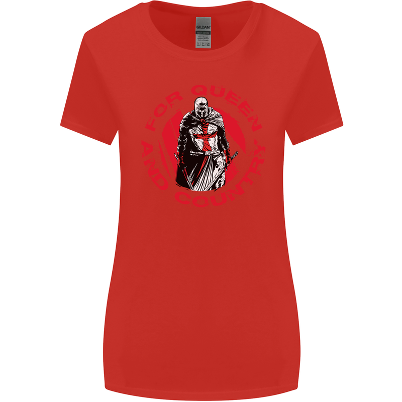 St Georges Day For Queen & Country England Womens Wider Cut T-Shirt Red