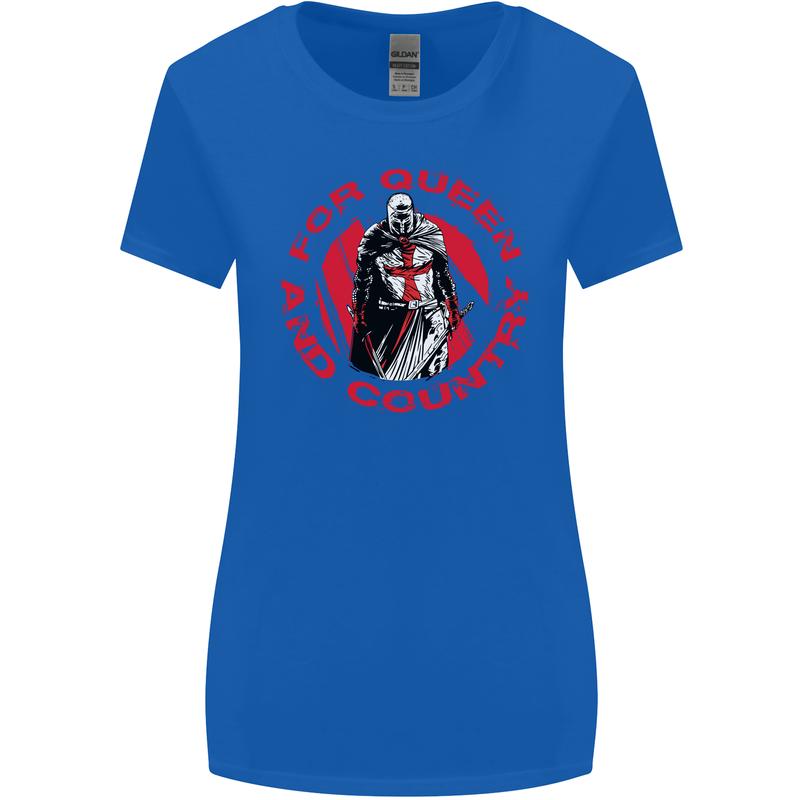 St Georges Day For Queen & Country England Womens Wider Cut T-Shirt Royal Blue