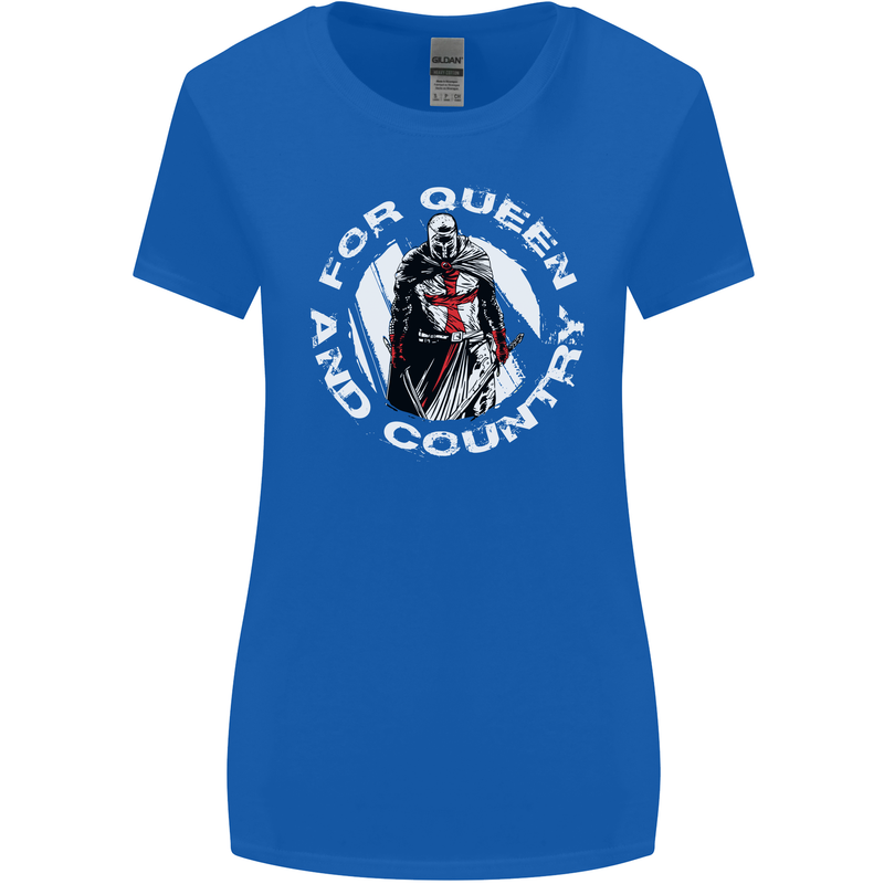 St Georges Day For Queen & Country England Womens Wider Cut T-Shirt Royal Blue