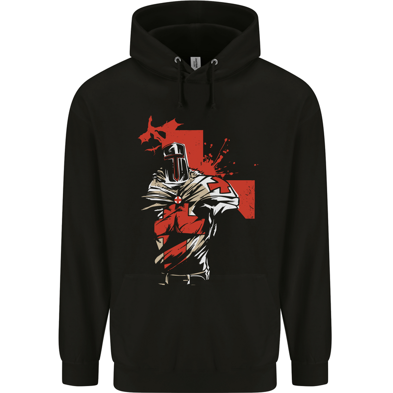 St Georges Day Knights Templar Crusader Childrens Kids Hoodie Black