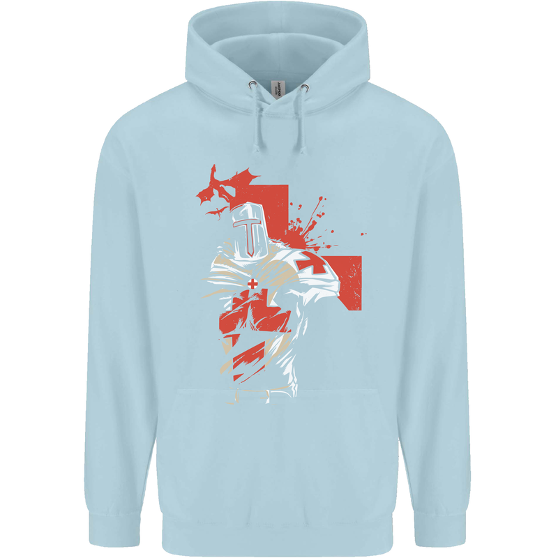 St Georges Day Knights Templar Crusader Childrens Kids Hoodie Light Blue