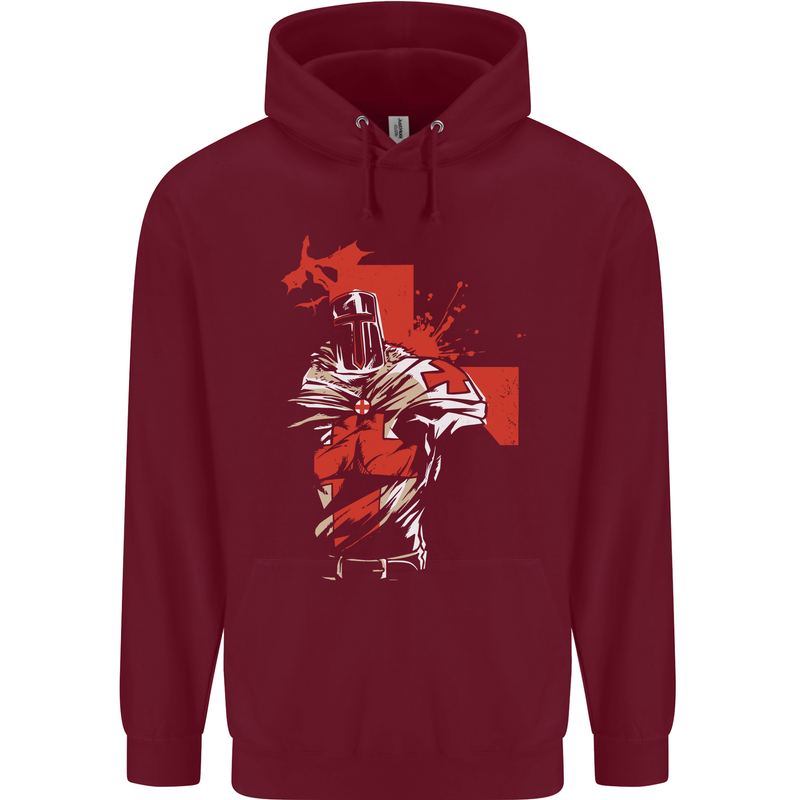 St Georges Day Knights Templar Crusader Childrens Kids Hoodie Maroon