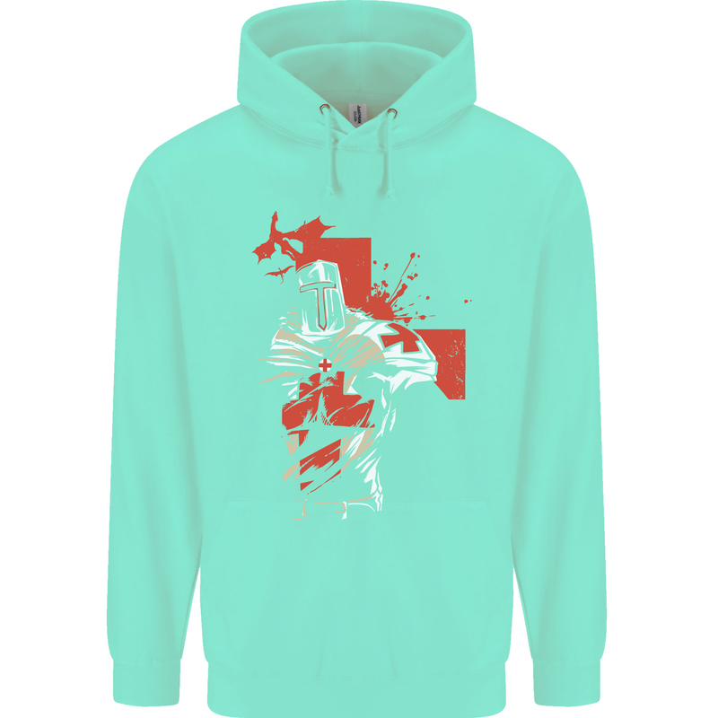 St Georges Day Knights Templar Crusader Childrens Kids Hoodie Peppermint