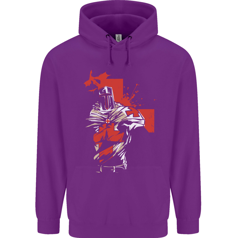 St Georges Day Knights Templar Crusader Childrens Kids Hoodie Purple