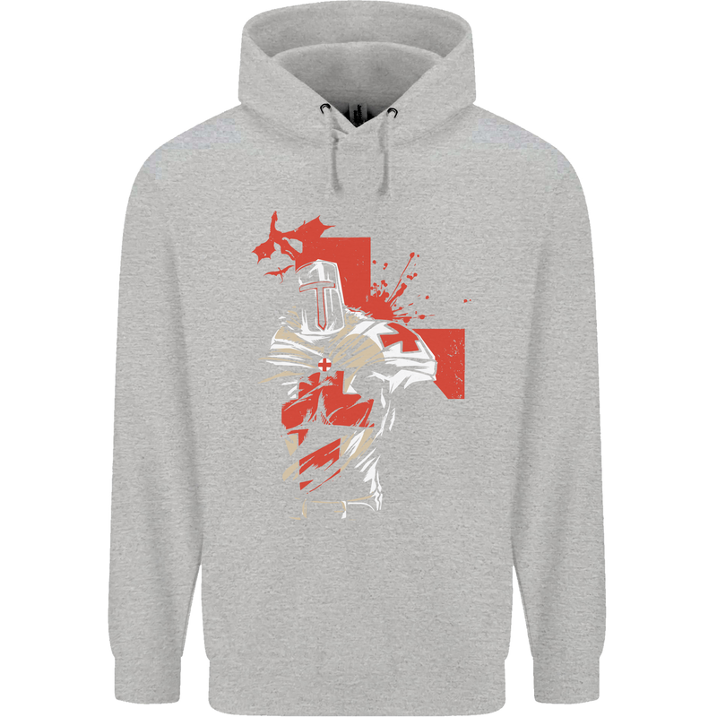 St Georges Day Knights Templar Crusader Childrens Kids Hoodie Sports Grey