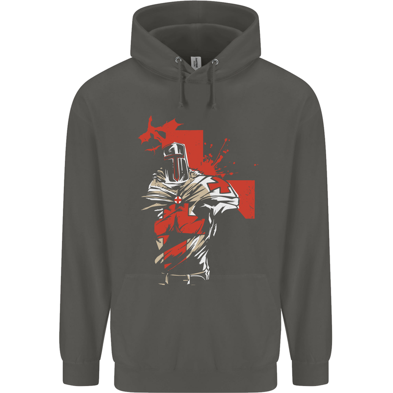 St Georges Day Knights Templar Crusader Childrens Kids Hoodie Storm Grey