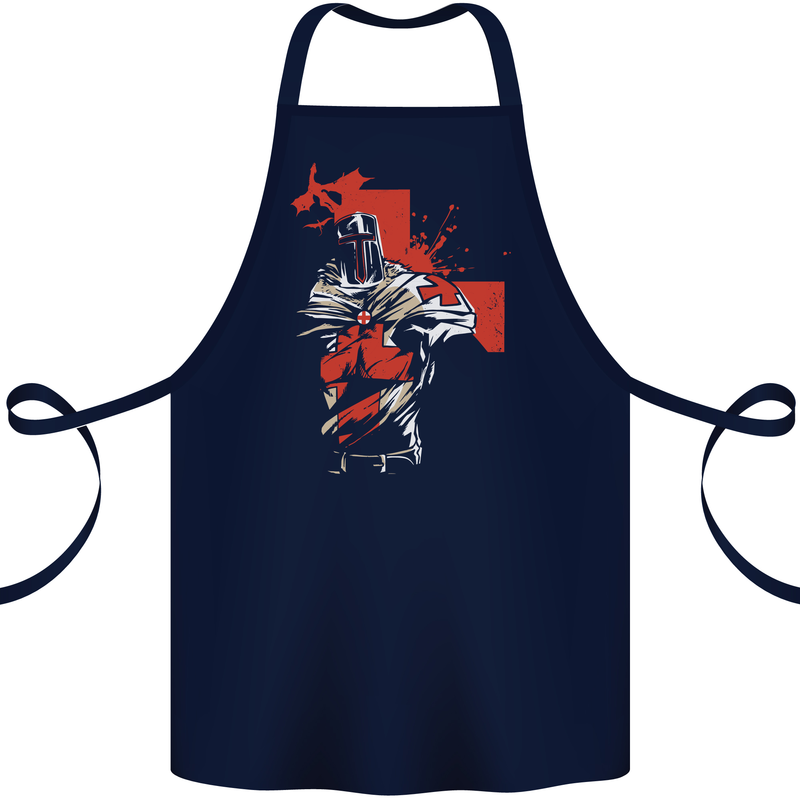 St Georges Day Knights Templar Crusader Cotton Apron 100% Organic Navy Blue