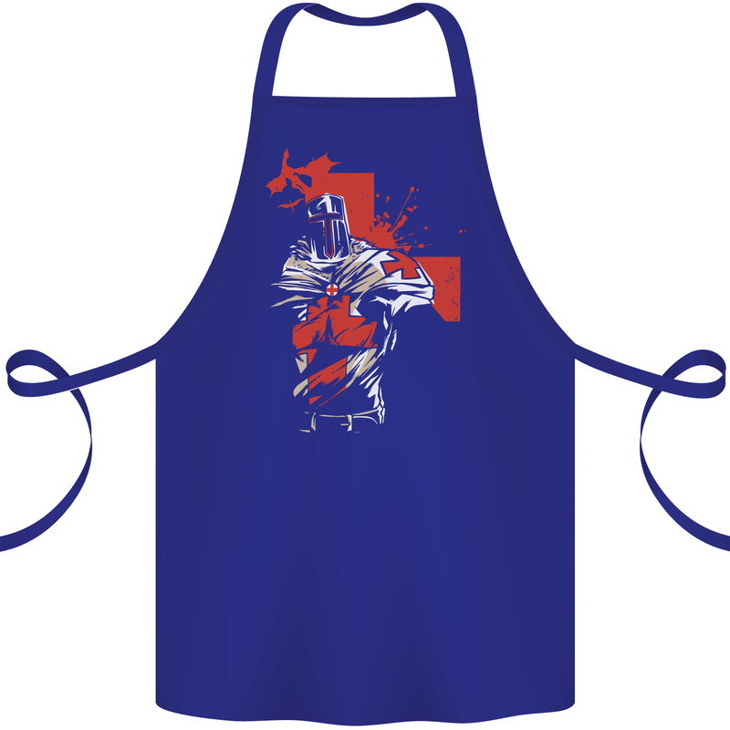 St Georges Day Knights Templar Crusader Cotton Apron 100% Organic Royal Blue