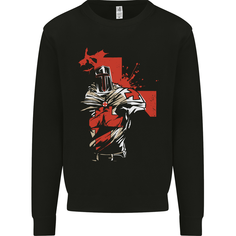 St Georges Day Knights Templar Crusader Kids Sweatshirt Jumper Black