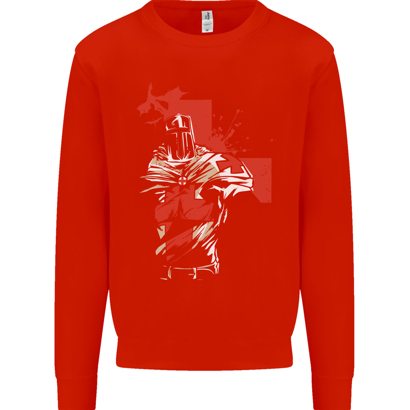 St Georges Day Knights Templar Crusader Kids Sweatshirt Jumper Bright Red