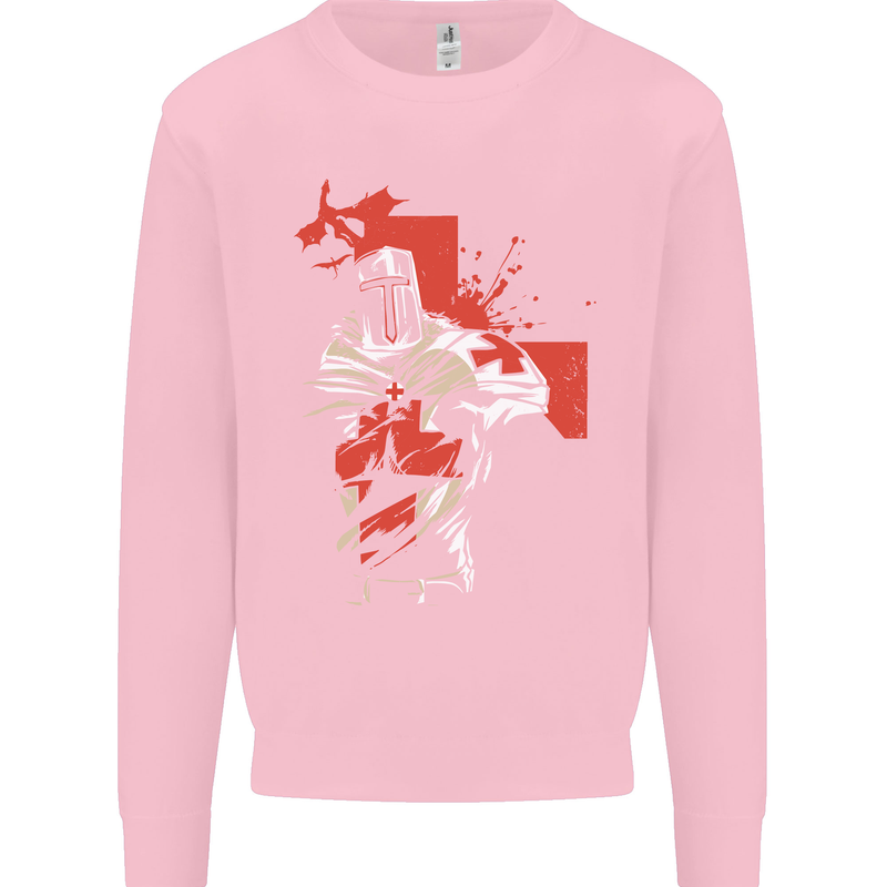 St Georges Day Knights Templar Crusader Kids Sweatshirt Jumper Light Pink