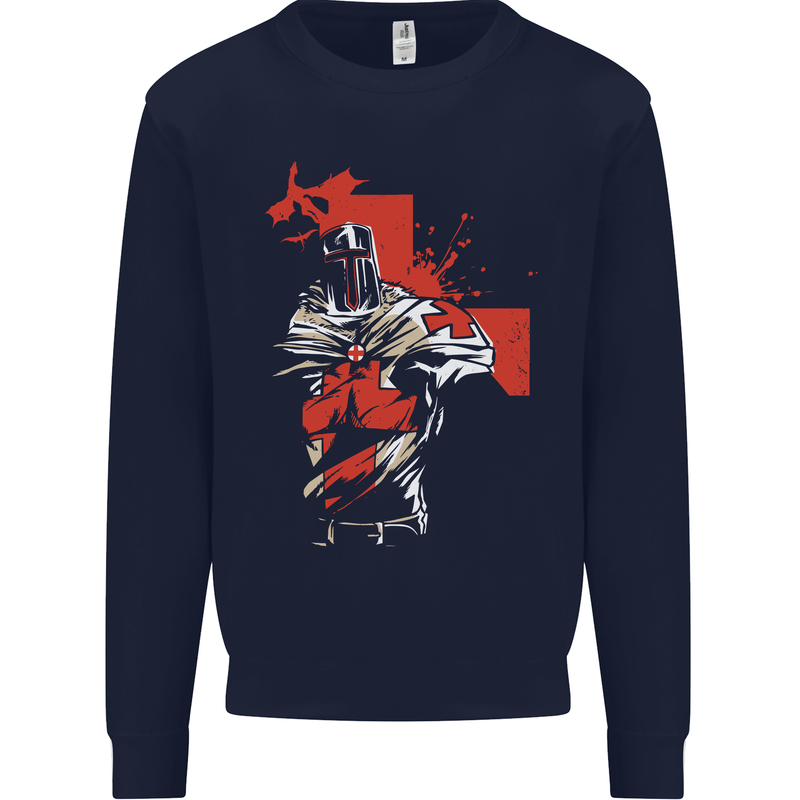 St Georges Day Knights Templar Crusader Kids Sweatshirt Jumper Navy Blue