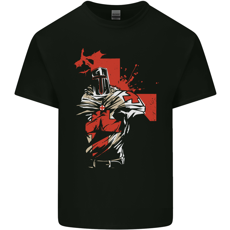 St Georges Day Knights Templar Crusader Mens Cotton T-Shirt Tee Top Black