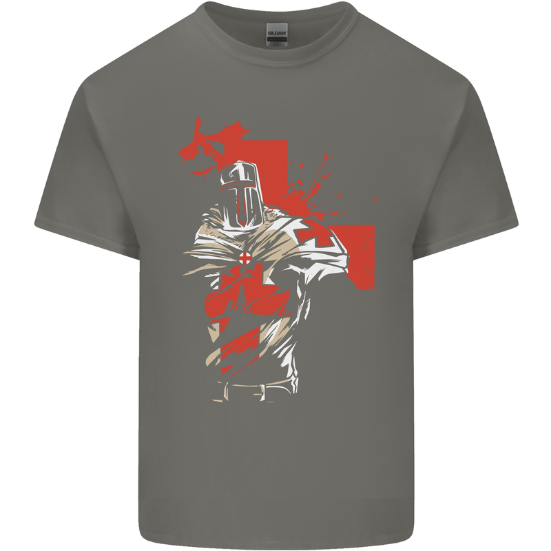 St Georges Day Knights Templar Crusader Mens Cotton T-Shirt Tee Top Charcoal