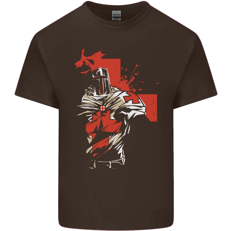 St Georges Day Knights Templar Crusader Mens Cotton T-Shirt Tee Top Dark Chocolate