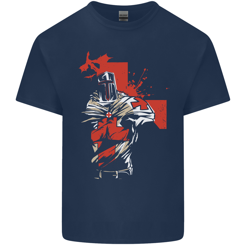 St Georges Day Knights Templar Crusader Mens Cotton T-Shirt Tee Top Navy Blue