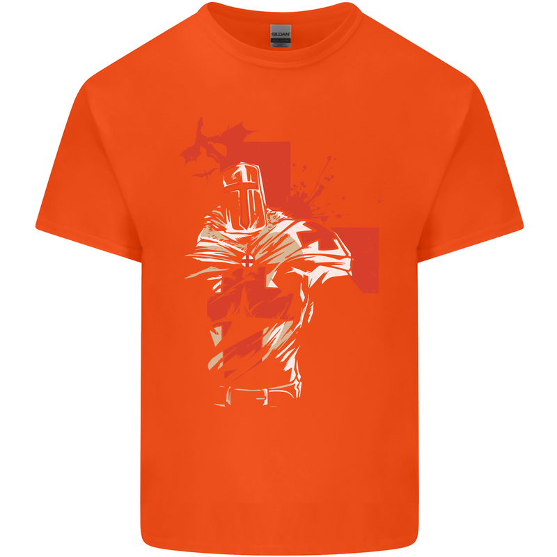 St Georges Day Knights Templar Crusader Mens Cotton T-Shirt Tee Top Orange