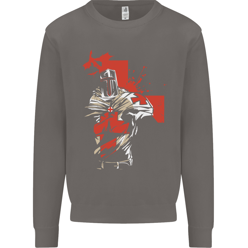 St Georges Day Knights Templar Crusader Mens Sweatshirt Jumper Charcoal