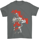 St Georges Day Knights Templar Crusader Mens T-Shirt Cotton Gildan Charcoal