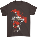 St Georges Day Knights Templar Crusader Mens T-Shirt Cotton Gildan Dark Chocolate