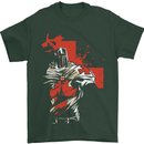 St Georges Day Knights Templar Crusader Mens T-Shirt Cotton Gildan Forest Green