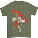 St Georges Day Knights Templar Crusader Mens T-Shirt Cotton Gildan Military Green