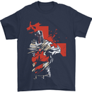 St Georges Day Knights Templar Crusader Mens T-Shirt Cotton Gildan Navy Blue