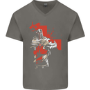 St Georges Day Knights Templar Crusader Mens V-Neck Cotton T-Shirt Charcoal