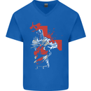 St Georges Day Knights Templar Crusader Mens V-Neck Cotton T-Shirt Royal Blue