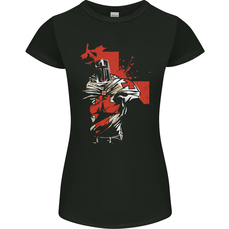 St Georges Day Knights Templar Crusader Womens Petite Cut T-Shirt Black