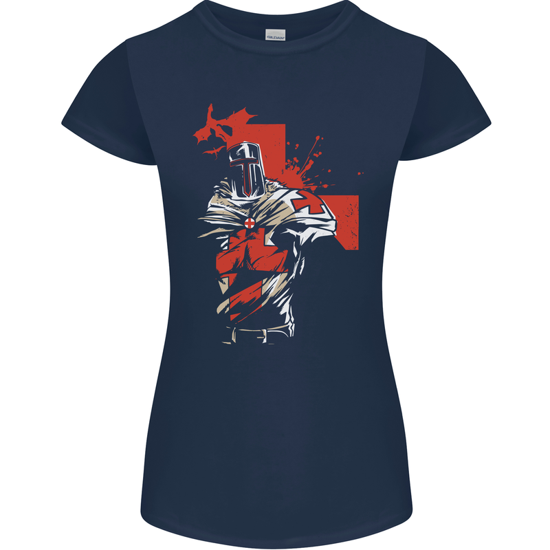 St Georges Day Knights Templar Crusader Womens Petite Cut T-Shirt Navy Blue
