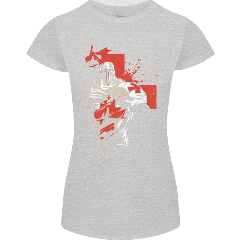 St Georges Day Knights Templar Crusader Womens Petite Cut T-Shirt Sports Grey
