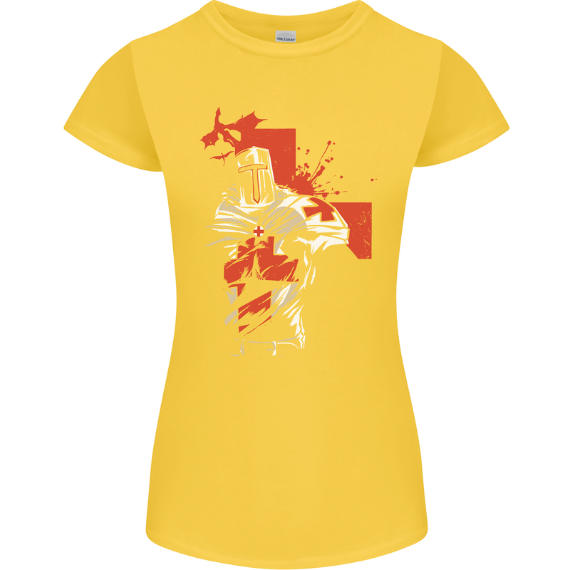 St Georges Day Knights Templar Crusader Womens Petite Cut T-Shirt Yellow