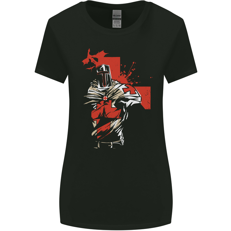St Georges Day Knights Templar Crusader Womens Wider Cut T-Shirt Black