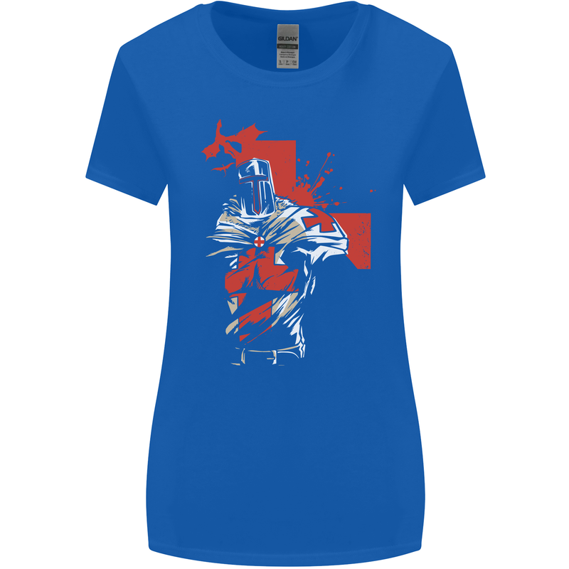 St Georges Day Knights Templar Crusader Womens Wider Cut T-Shirt Royal Blue