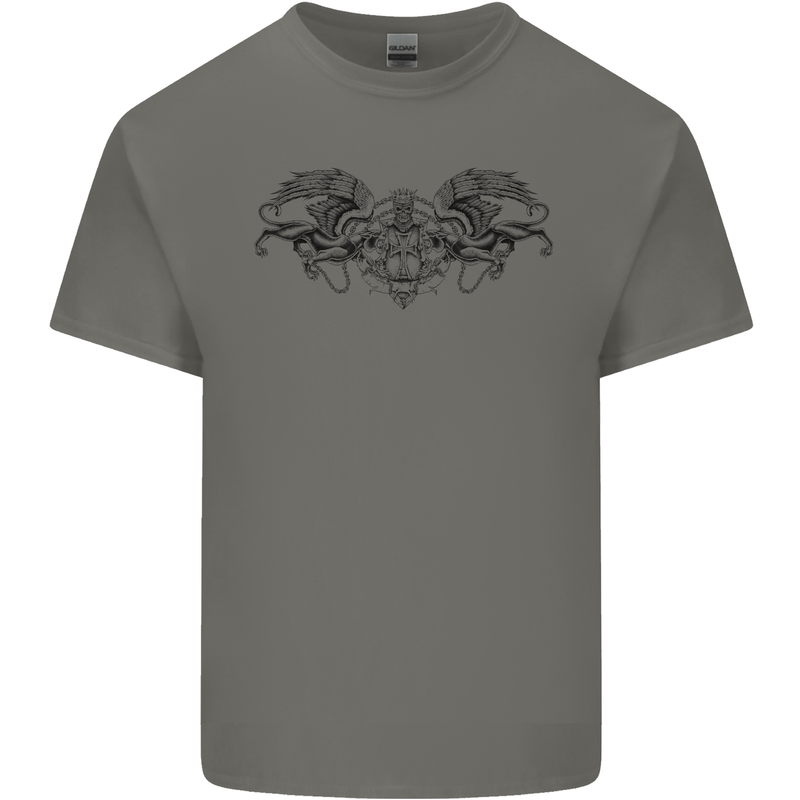 St Georges Day Roman Skull Wings Panther Kids T-Shirt Childrens Charcoal