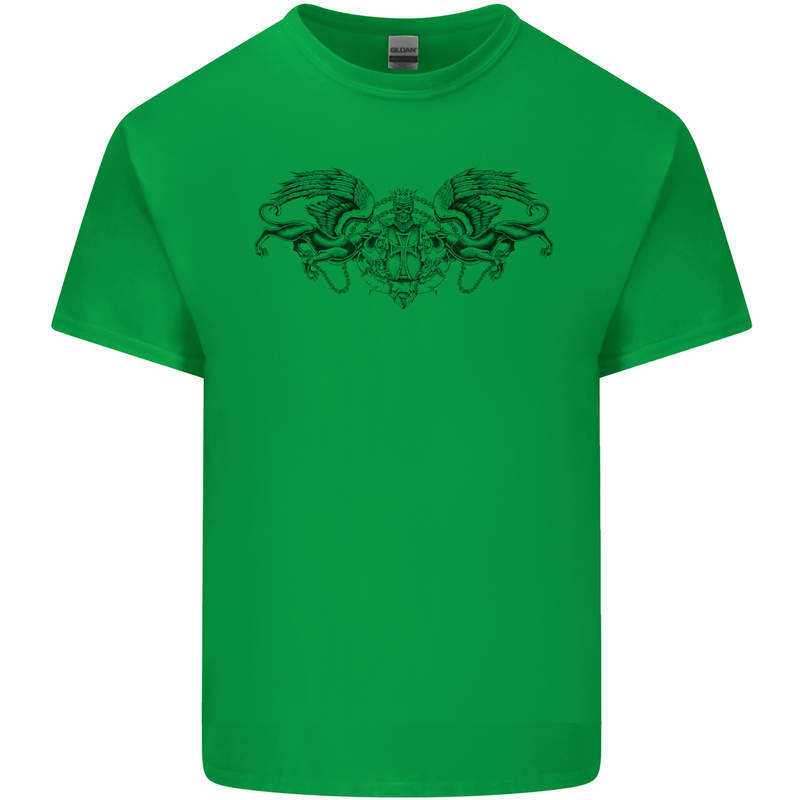 St Georges Day Roman Skull Wings Panther Kids T-Shirt Childrens Irish Green