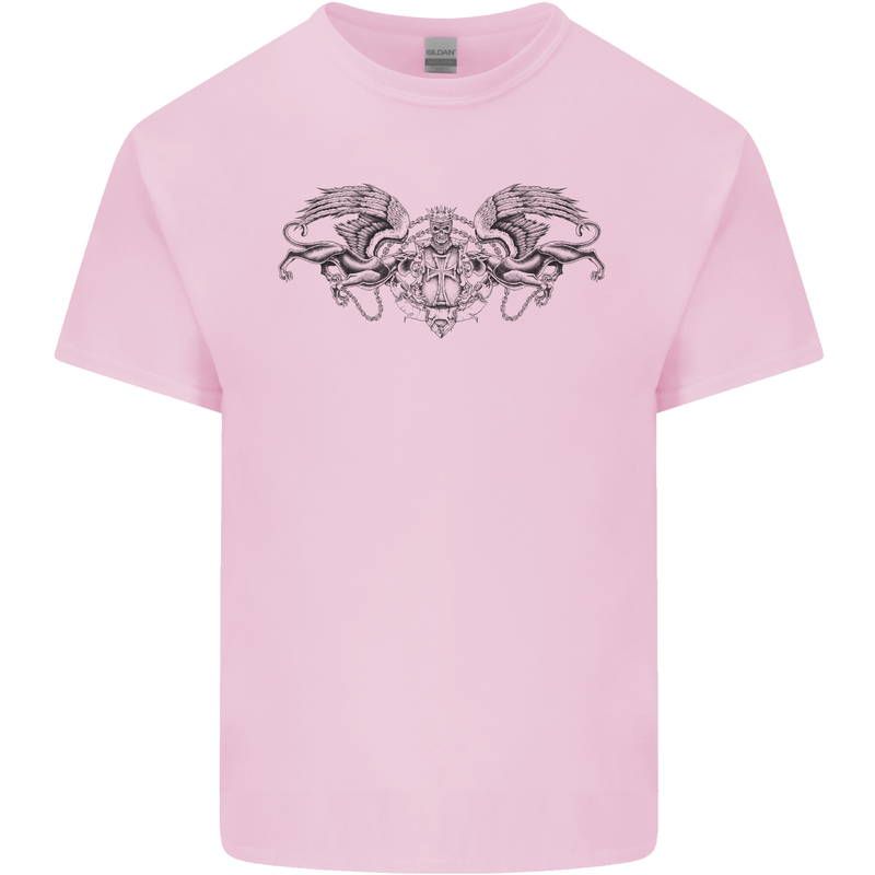 St Georges Day Roman Skull Wings Panther Kids T-Shirt Childrens Light Pink