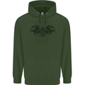 St Georges Day Roman Skull Wings Panther Mens 80% Cotton Hoodie Forest Green