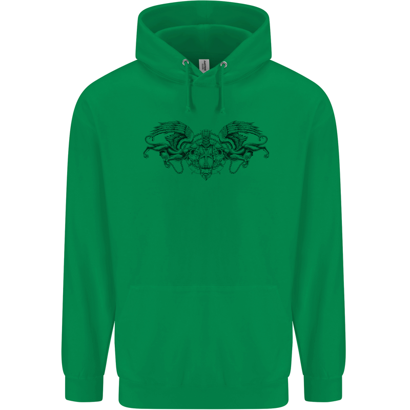 St Georges Day Roman Skull Wings Panther Mens 80% Cotton Hoodie Irish Green