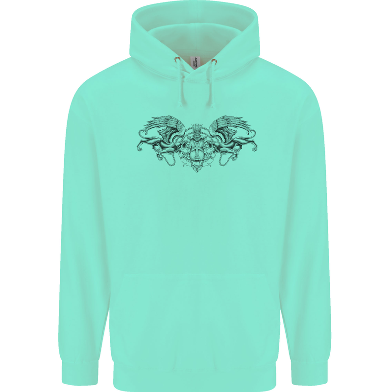 St Georges Day Roman Skull Wings Panther Mens 80% Cotton Hoodie Peppermint