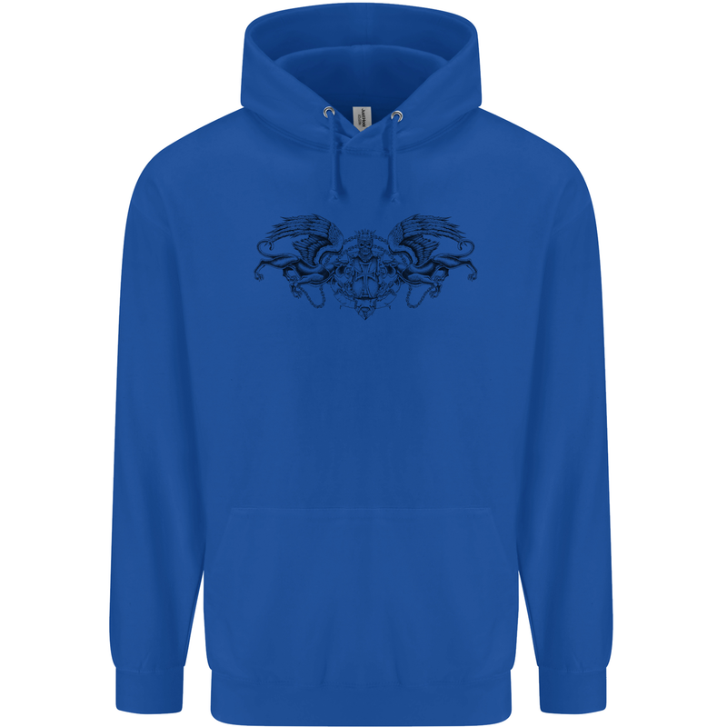 St Georges Day Roman Skull Wings Panther Mens 80% Cotton Hoodie Royal Blue